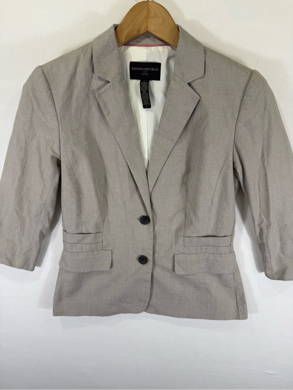 Banana Republic Women's Light Gray Cropped Tailored Blazer